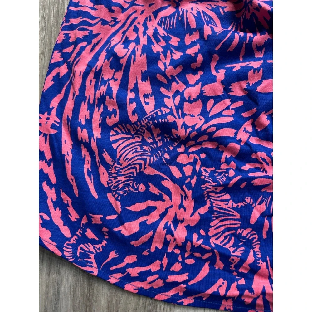 Lilly Pulitzer Strapless Dress Pink Blue Tropical Print Smocked Waist‎ XS - Picture 3 of 5